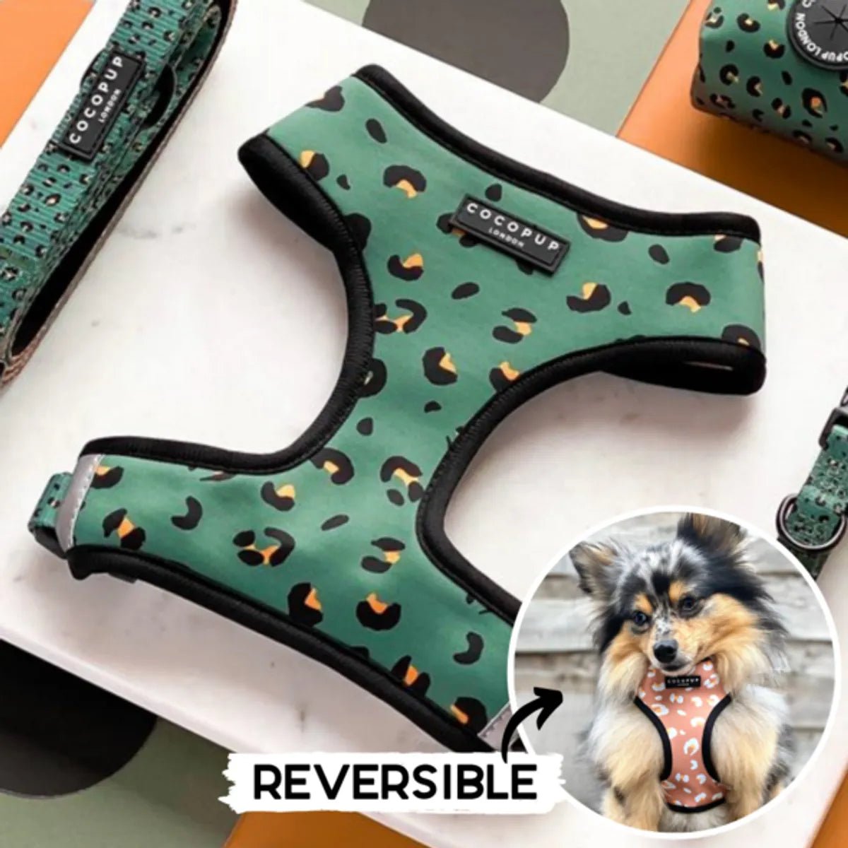 Khaki Leopard Reversible Harness