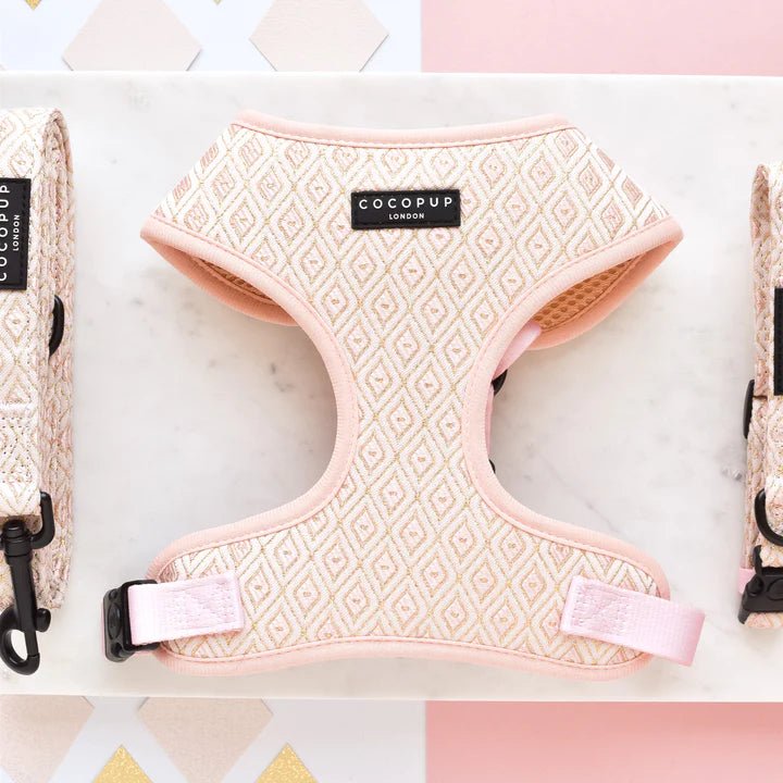 LUXE Embroidered Glitter Adjustable Neck Harness - Puperella Pink - The Cambridge Dog Co.