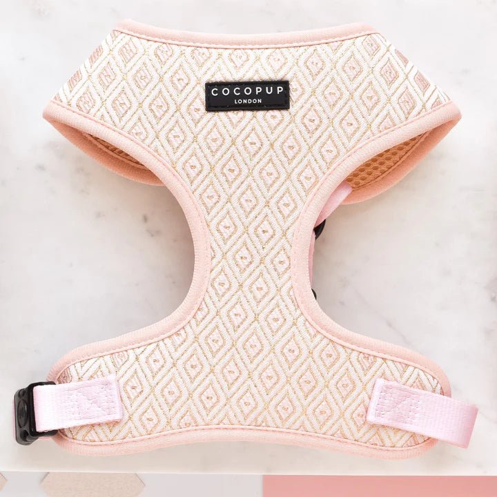 LUXE Embroidered Glitter Adjustable Neck Harness - Puperella Pink - The Cambridge Dog Co.