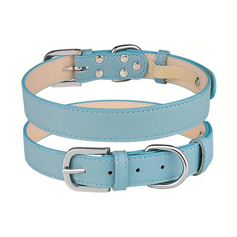 Soft Leather Collar - Blue
