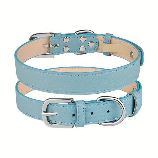 Soft Leather Collar - Blue