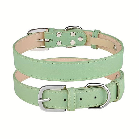 Soft Leather Collar - Green